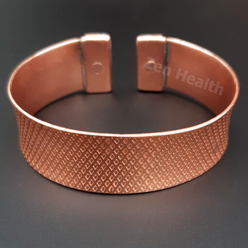 Pure Copper Solid Wide Magnetic Diamond Pattern Bracelet