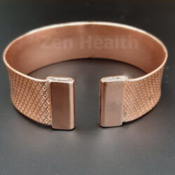 Pure Copper Solid Wide Magnetic Diamond Pattern Bracelet - Rear