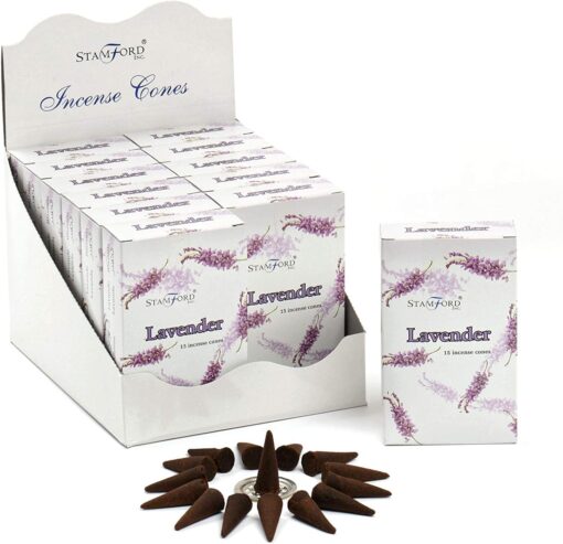12 x Stamford Lavender Incense Cone Packs Calming and Relaxing Aroma
