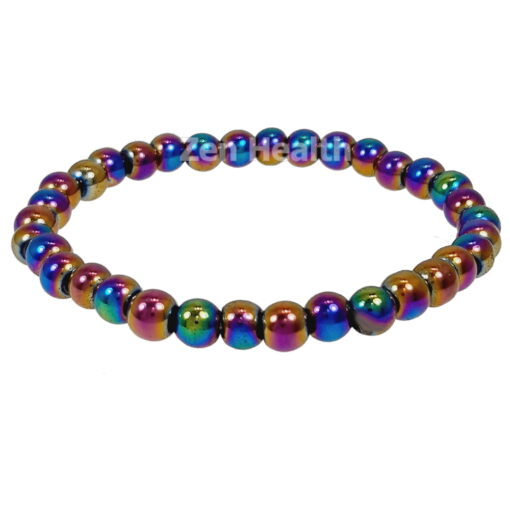 Hematite Magnetic Aurora Borealis Bracelet With Round Beads