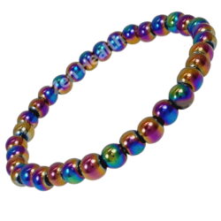 Hematite Magnetic Aurora Borealis Bracelet With Round Beads