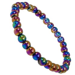 Hematite Magnetic Aurora Borealis Bracelet With Round Beads