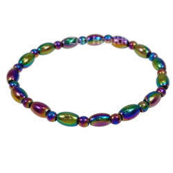 Hematite Magnetic Aurora Borealis Bracelet With Oval Beads