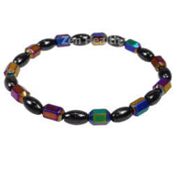 Hematite Magnetic Aurora Borealis Bracelet With Hexagon Beads