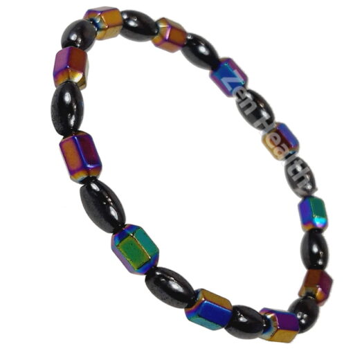 Hematite Magnetic Aurora Borealis Bracelet With Hexagon Beads