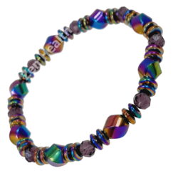Hematite Magnetic Aurora Borealis Beaded Bracelet