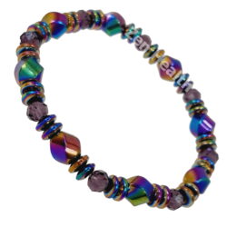 Hematite Magnetic Aurora Borealis Beaded Bracelet