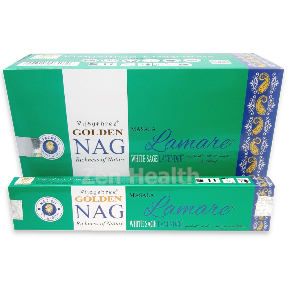Golden Nag Champa White Sage and Lavender Incense Stick Pack