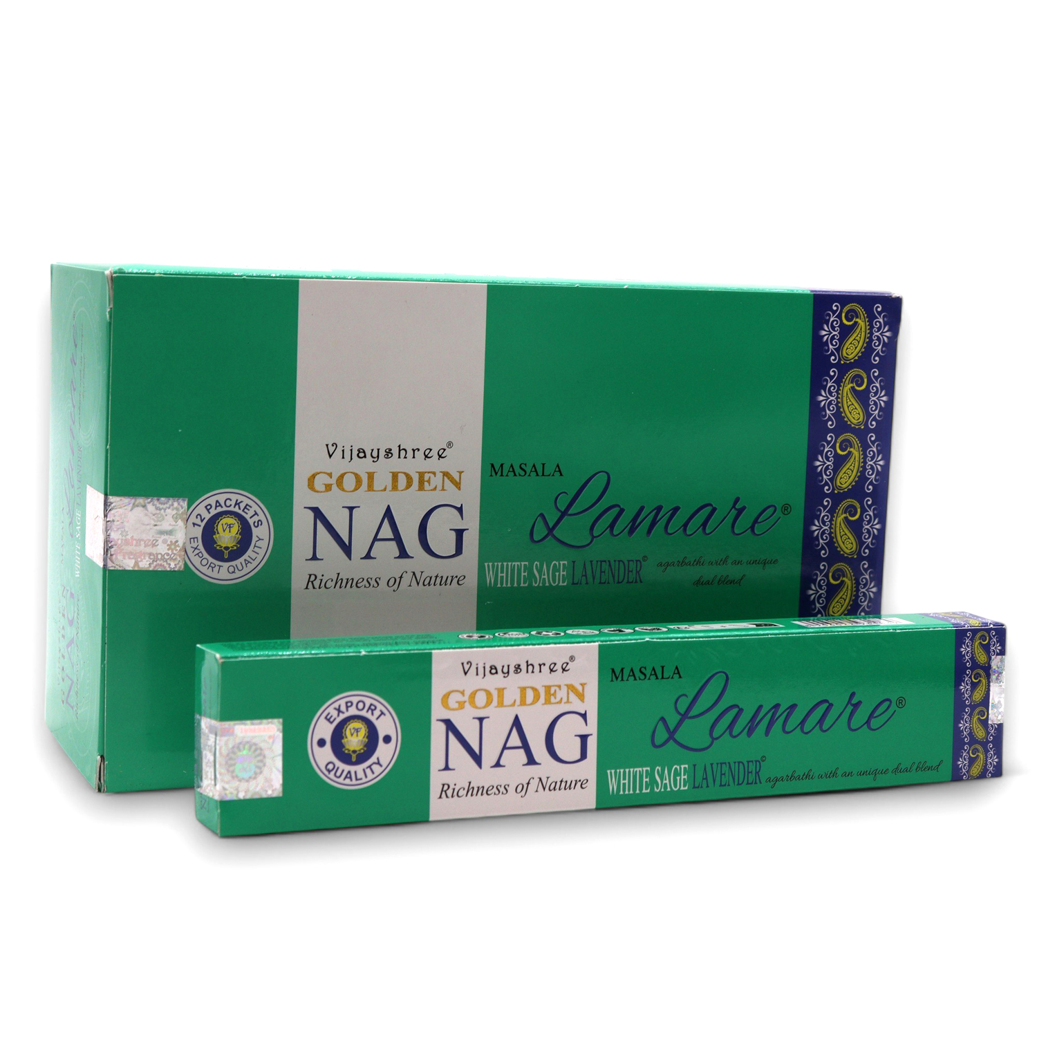 Golden Nag Champa White Sage and Lavender Incense Stick Pack