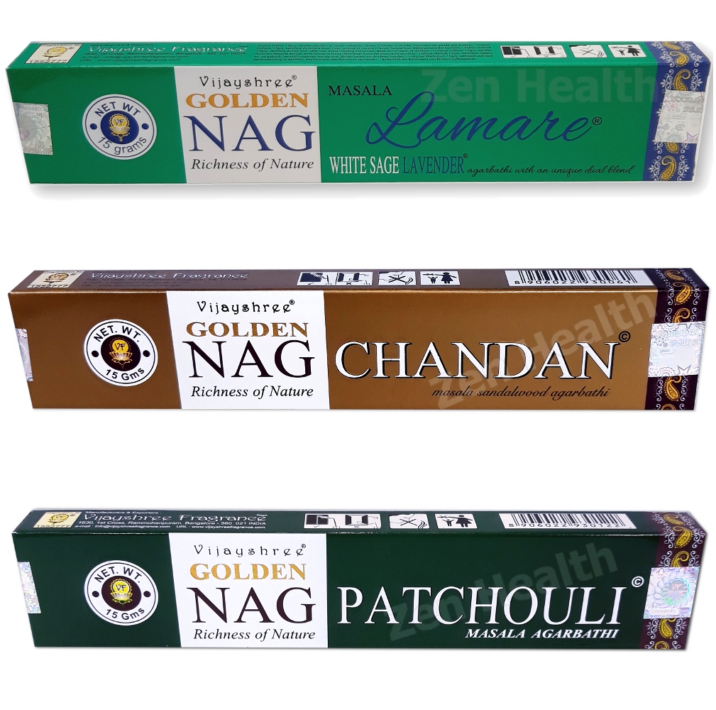 Golden Nag Champa Mix – Lavender, Sandalwood and Patchouli Incense Sticks