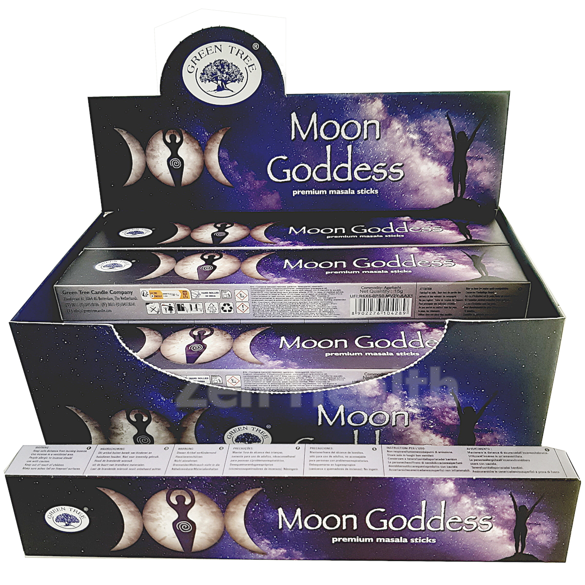 12 x Green Tree Moon Goddess Incense Sticks - Fresh Relaxing Floral Aroma