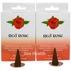 Elements Red Rose Incense Cones - 30 Cones and Holder