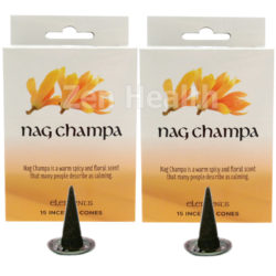 Elements Nag Champa Incense Cones - Warm Spicy Floral Scent - 30 Cones and Holder