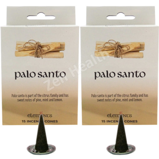 Elements Palo Santo Incense Cones - Sweet Pine, Mint and Lemon - 30 Cones and Holder