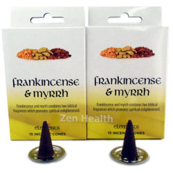 Elements Frankincense and Myrrh Incense Cones - 30 Cones and Holder