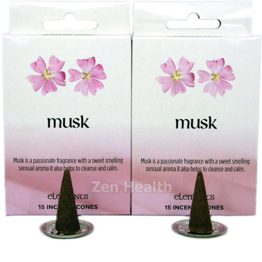 Elements Musk Incense Cones - 30 Cones and Holder