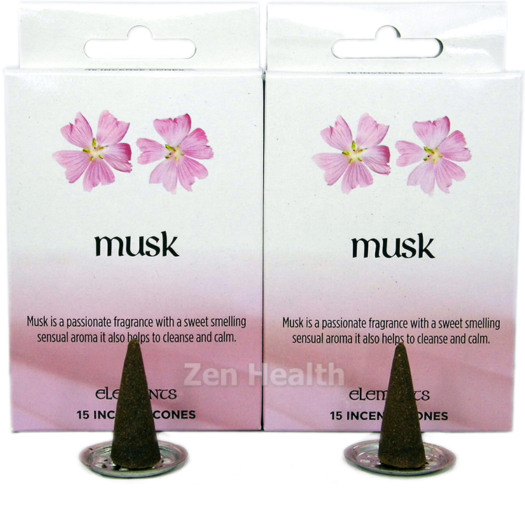 Elements Musk Incense Cones - 30 Cones and Holder
