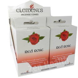 12 x Elements Red Rose Incense Cone Packs - Romantic, Peaceful Floral Aroma - 180 Cones