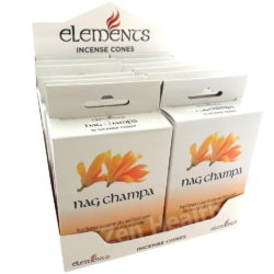 12 x Elements Nag Champa Incense Cone Packs - Warm Spicy Floral Scent - 180 Cones