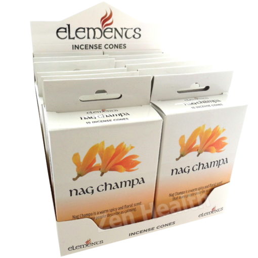 12 x Elements Nag Champa Incense Cone Packs - Warm Spicy Floral Scent - 180 Cones