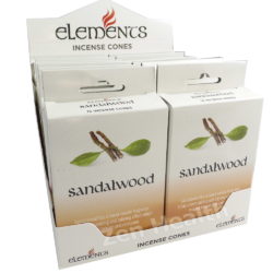 12 x Elements Sandalwood Incense Cone Packs - Sweet Woody Relaxing Calming Aroma - 180 Cones