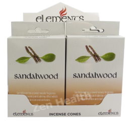 12 x Elements Sandalwood Incense Cone Packs - Sweet Woody Relaxing Calming Aroma - 180 Cones