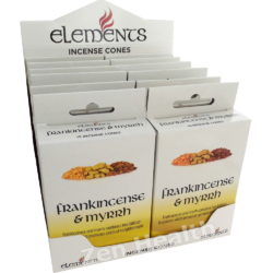 12 x Elements Frankincense and Myrrh Incense Cone Packs - Rich, Calming Fragrance - 180 Cones