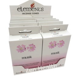 12 x Elements Musk Incense Cone Packs - Sweet Smelling Sensual Aroma - 180 Cones