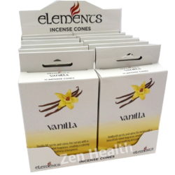 12 x Elements Vanilla Incense Cone Packs - Sweet Calming Fragrance - 180 Cones