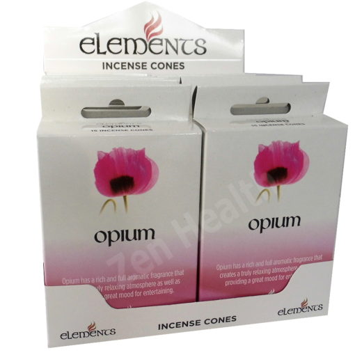 12 x Elements Opium Incense Cone Packs - Relaxing and Calming Aroma - 180 Cones