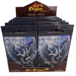 12 x Anne Stokes Silver Dragon White Musk Incense Cones - Whole Box