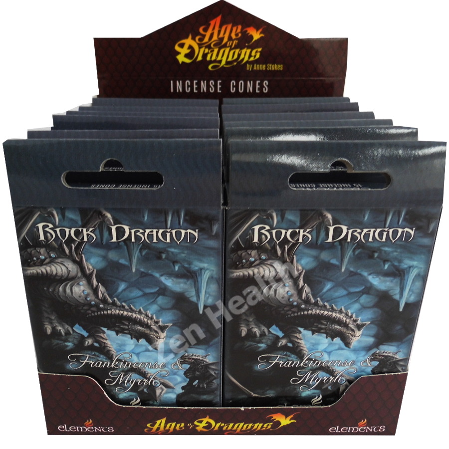 12 x Anne Stokes Rock Dragon Frankincense and Myrrh Incense Cones - Whole Box
