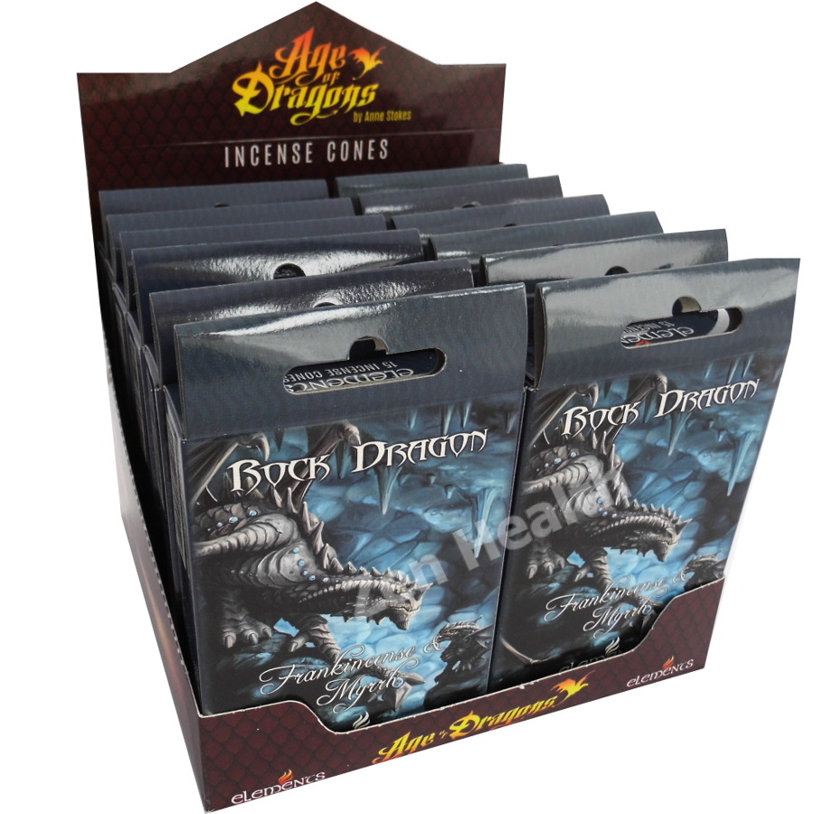 12 x Anne Stokes Rock Dragon Frankincense and Myrrh Incense Cones - Whole Box