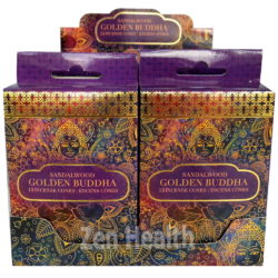 12 x Golden Buddha Sandalwood Incense Cone Packs, Sweet Woody Aroma - 180 Cones