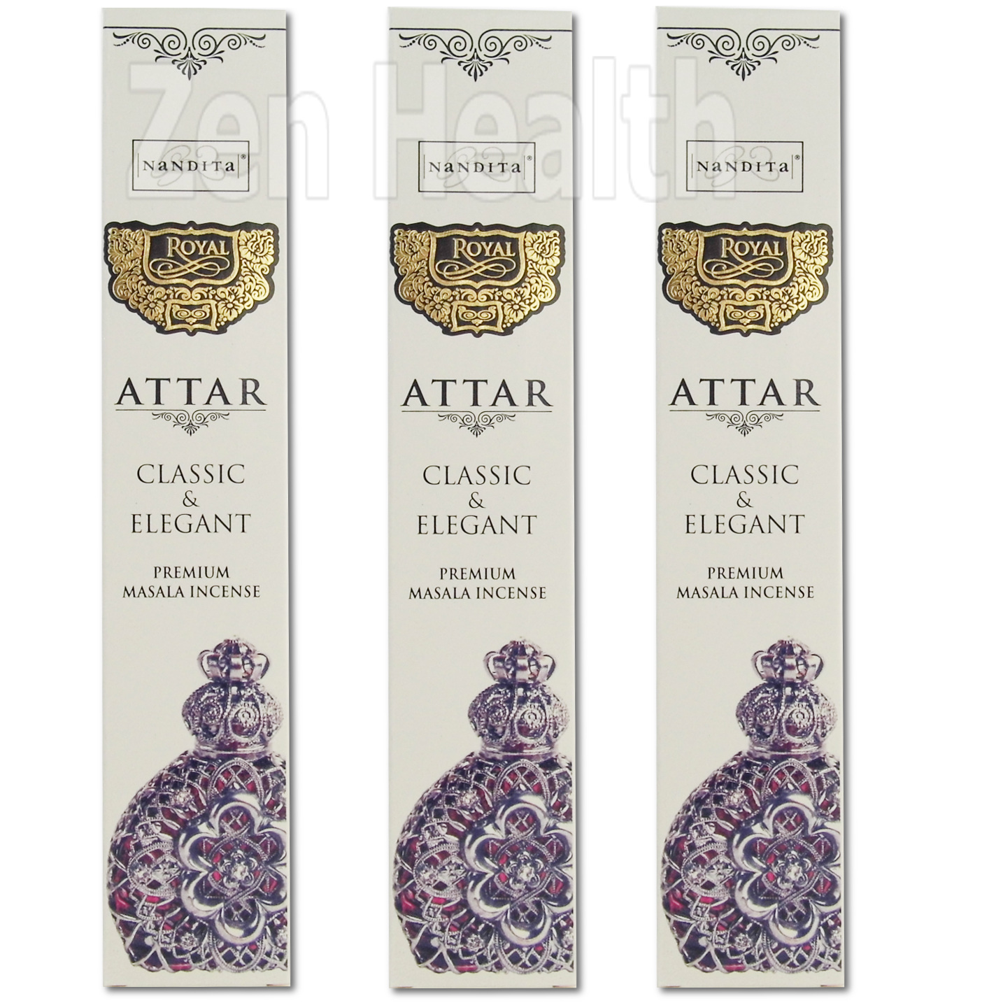 3 x Nandita Royal Attar Incense Sticks Patchouli and Floral Fragrance