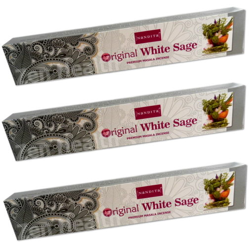 3 x Nandita White Sage Masala Incense Joss Sticks With Natural Herbs and Flowers