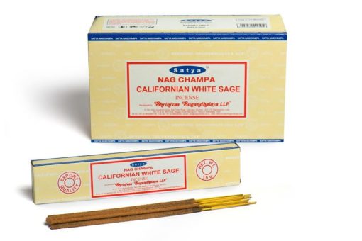 12 x Satya Nag Champa Californian White Sage Incense Sticks - Whole Box