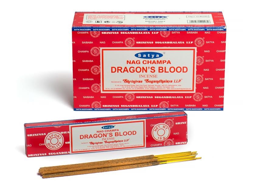 12 x Satya Nag Champa Dragons Blood Incense Sticks - Whole Box
