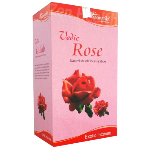 12 x Rose Incense Stick Packs With Rose Petals, Halmaddi and Honey - Aromatika Vedic