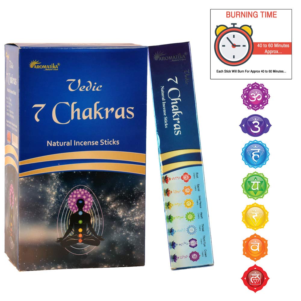 12 x 7 Chakra Incense Stick Packs Aromatika Vedic Whole Box 180g
