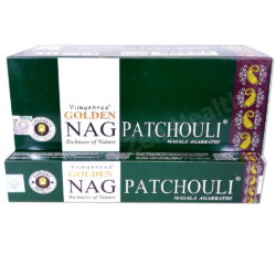 12 x Golden Patchouli Nag Champa Incense Stick Packs - Rich, Earthy and Woody Fragrance