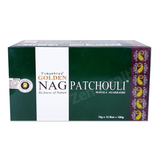 12 x Golden Patchouli Nag Champa Incense Stick Packs - Rich, Earthy and Woody Fragrance
