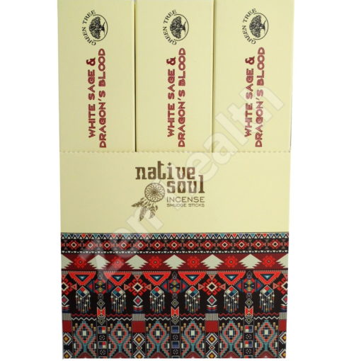 12 x Green Tree Native Soul White Sage and Dragons Blood Incense Stick Packs