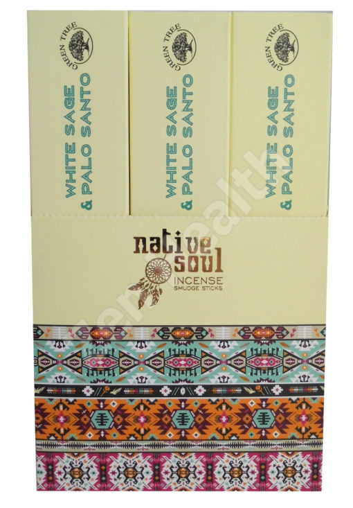 12 x Green Tree Native Soul White Sage and Palo Santo Incense Stick Packs