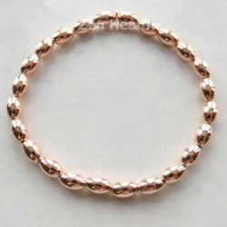 Rose Gold Plated Sterling Silver Oval Stretchable Bead Bracelet