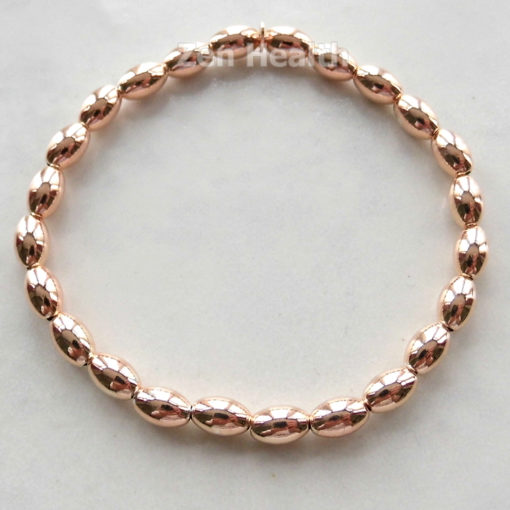 Rose Gold Plated Sterling Silver Oval Stretchable Bead Bracelet