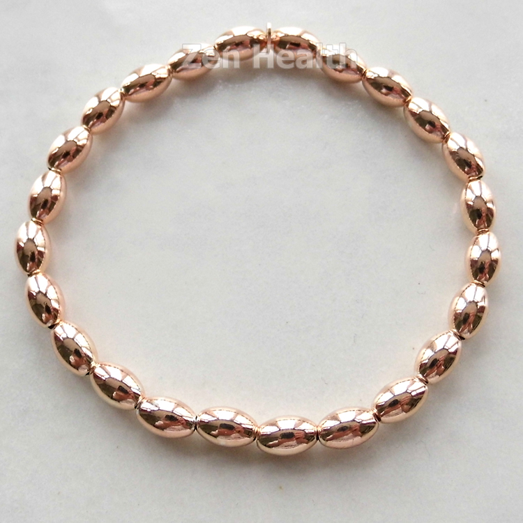 Rose Gold Plated Sterling Silver Oval Stretchable Bead Bracelet