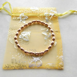 Rose Gold Plated Sterling Silver Oval Stretchable Bead Bracelet