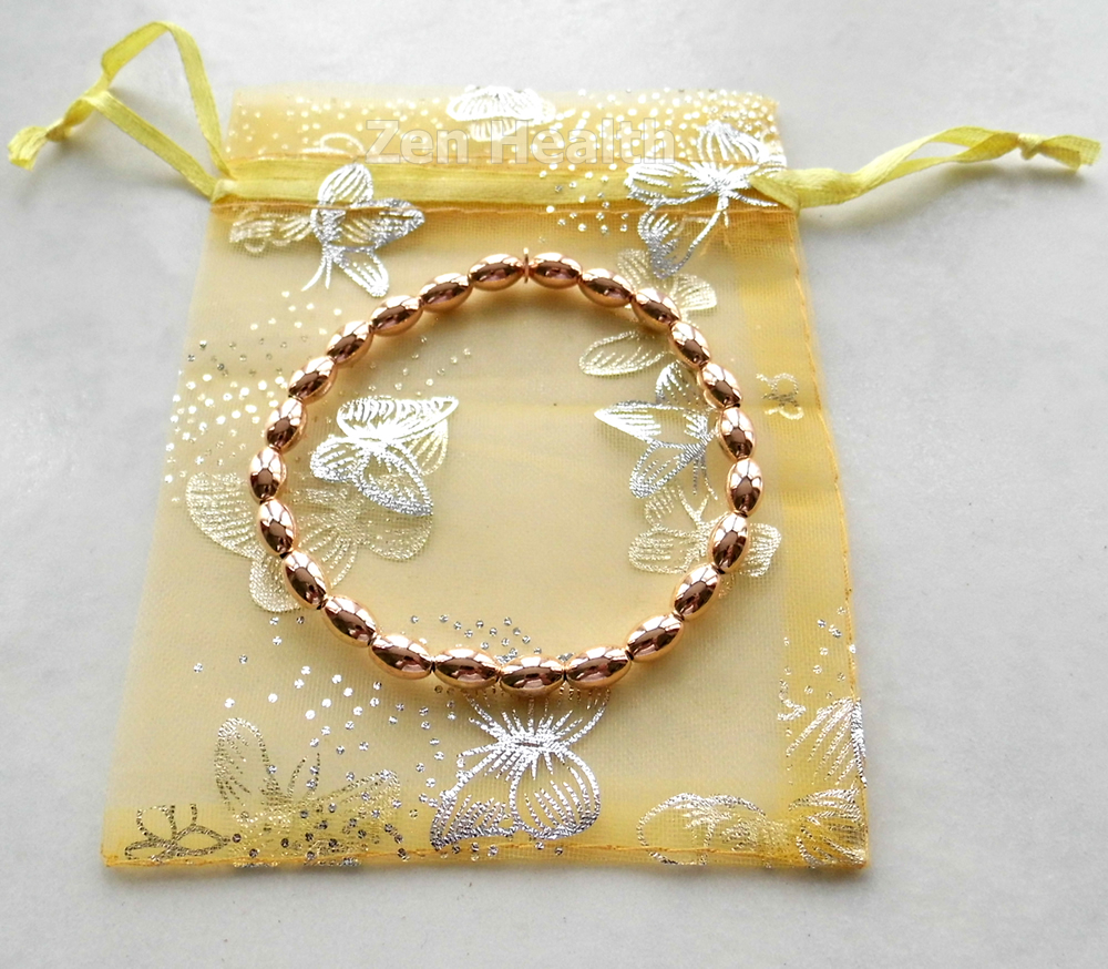 Rose Gold Plated Sterling Silver Oval Stretchable Bead Bracelet