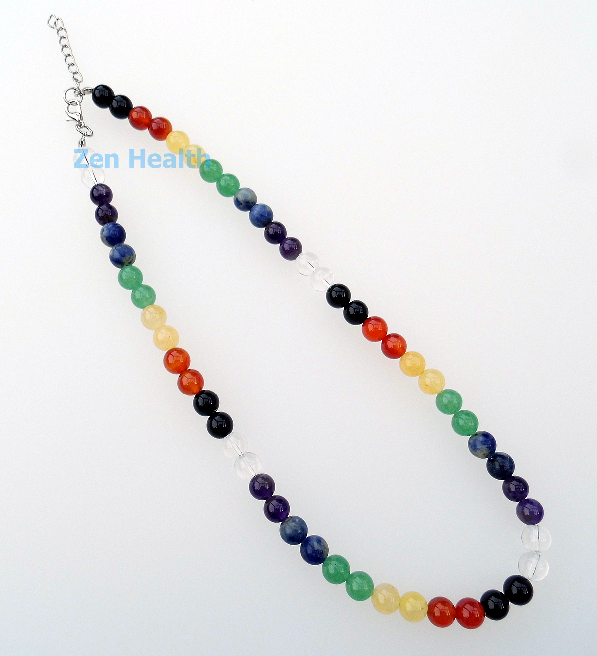 Chakra Necklace Full Chakra Spectrum With Round Stones For Healing and Balancing